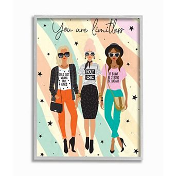 Stupell Home Decor Fashionista Friends with Female Glam Phrases Wall Art
