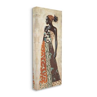 Stupell Home Decor Elegant Female Figure with Intricate Patterned Dress Canvas Wall Art