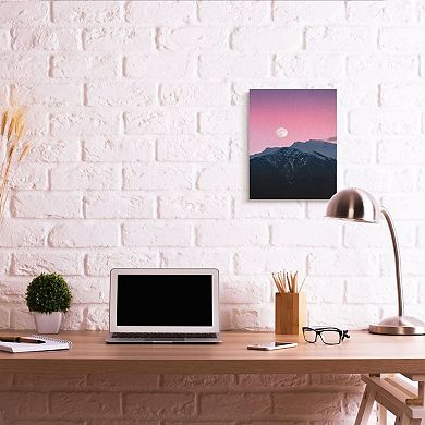 Stupell Home Decor Moon Rise over Mountains with Pink Sky Photograph Unframed Wall Art