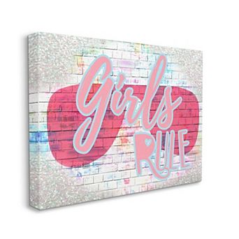 Stupell Home Decor Urban Glam 'Girls Rule' Phrase with Pink Shades Wall Art