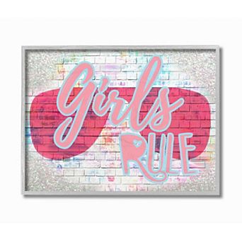 Stupell Home Decor Urban Glam 'Girls Rule' Phrase with Pink Shades Wall Art