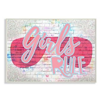 Stupell Home Decor Urban Glam 'Girls Rule' Phrase with Pink Shades Wall Art