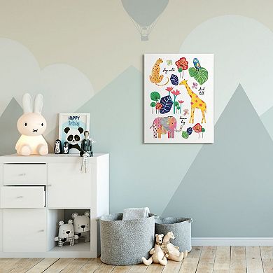 Stupell Home Decor Jungle Animal Illustration with Motivational Phrases Wall Art