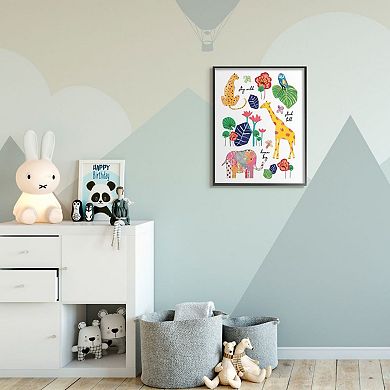 Stupell Home Decor Jungle Animal Illustration with Motivational Phrases Wall Art