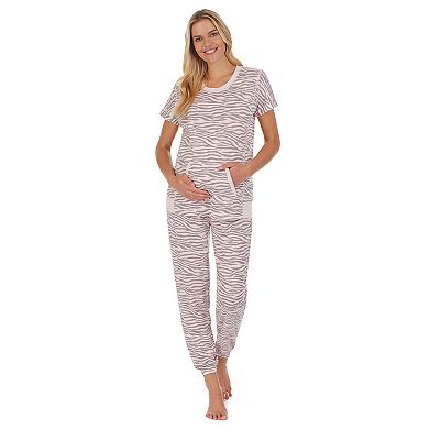 Maternity Cuddl Duds® Short Sleeve Kangaroo Pocket Pajama Top & Jogger Pajama Pants Set