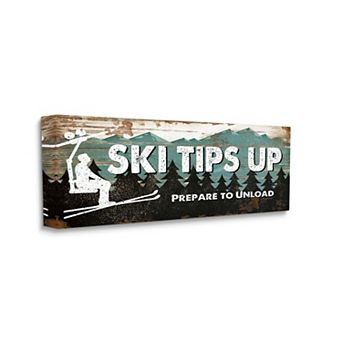 Stupell Home Decor Winter Rustic Ski Tips Up Sign Mountain Sports Wall Art