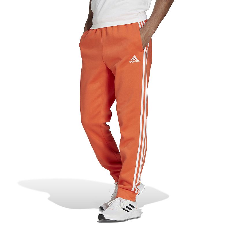 Mens adidas Essentials Fleece Tapered Pants, Size: Small, Med Orange