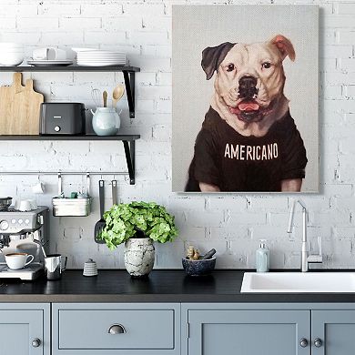 Stupell Home Decor American Bulldog in Americano T-Shirt Dog Pun Wall Art