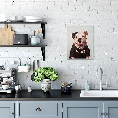 Stupell Home Decor American Bulldog in Americano T-Shirt Dog Pun Wall Art