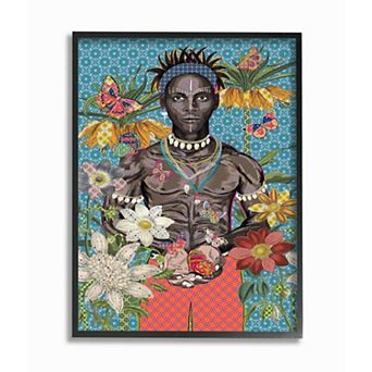 Stupell Home Decor Man Releasing Butterflies over Geometric Pattern Wall Art