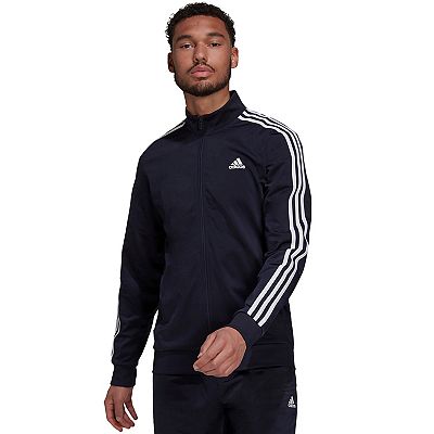 Adidas Men s Essentials Warm Up 3 Stripes Track Jacket Black White Medium