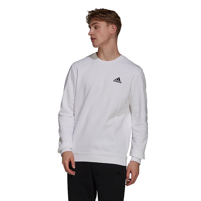 Mens adidas Feel Cozy Fleece Sweatshirt, Size: Small, White