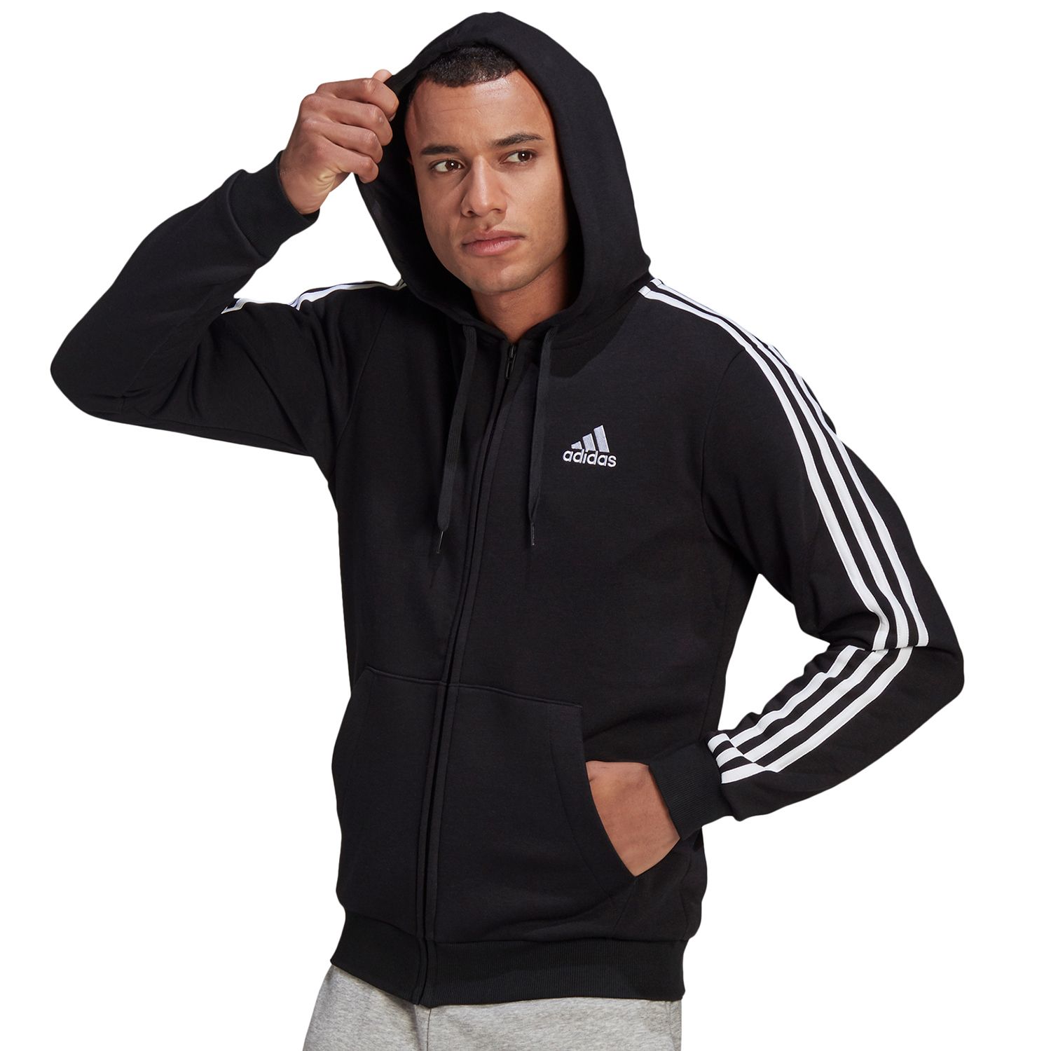 Mens Black Adidas Full Zip Hoodie