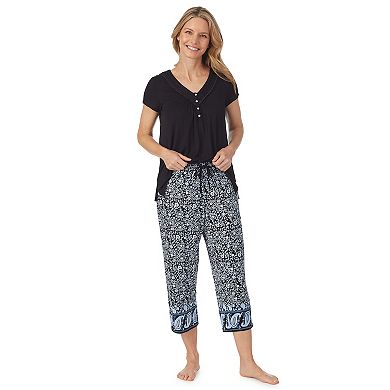 Women's Croft & Barrow® Short Sleeve Pajama Top & Pajama Capri Pants Set