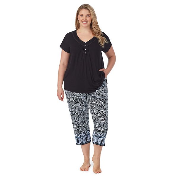 Plus Size Croft & Barrow® Short Sleeve Pajama Top & Pajama Capri Pants Set