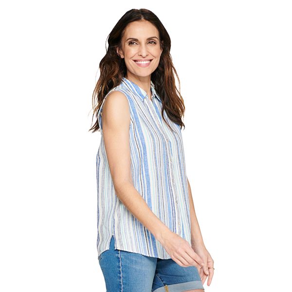 Women's Croft & Barrow® Linen-Blend Sleeveless Shirt