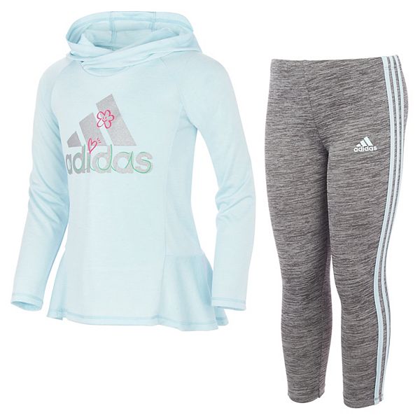 Girls 4-6X Adidas Melange 3-Stripe Hooded Tunic & Leggings Set