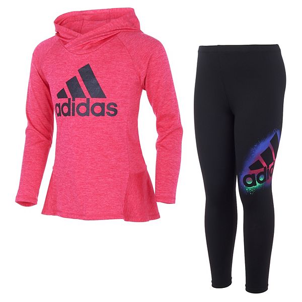 Girls 4-6X Adidas Hooded Top u0026 Graphic Leggings Set