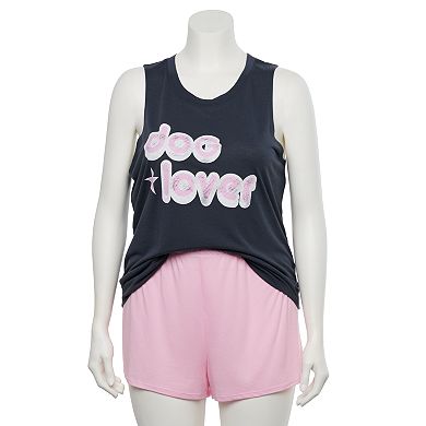 Plus Size Grayson Threads Sleepwear Pajama Tank & Pajama Boxer Shorts Set