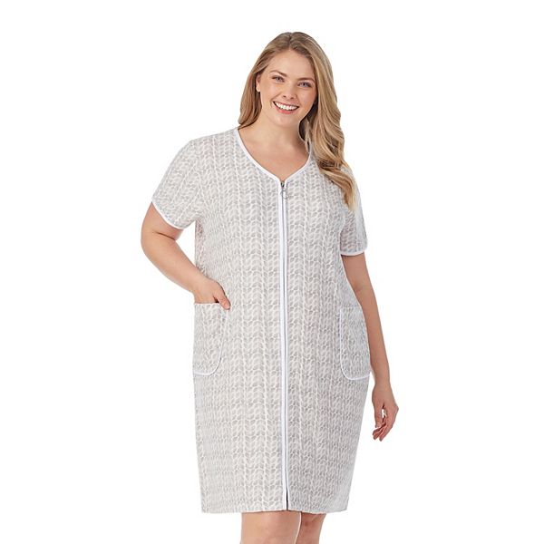 Plus Size Stan Herman Terry Short Sleeve Zip Robe