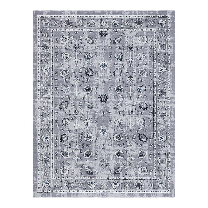 Unique Loom Floral Aarhus Rug, Grey, 10X13 Ft