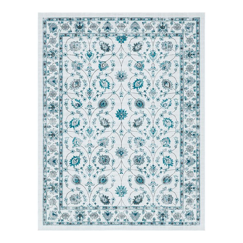 Unique Loom Floral Aarhus Rug, White, 7X10 Ft