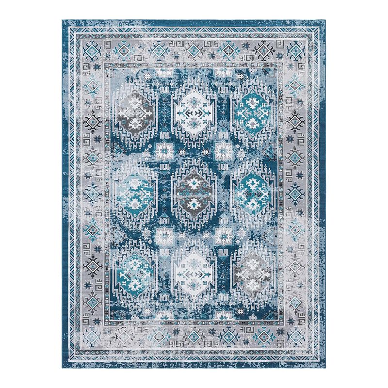 Unique Loom Southwestern Aarhus Rug, Blue, 8Ft Rnd