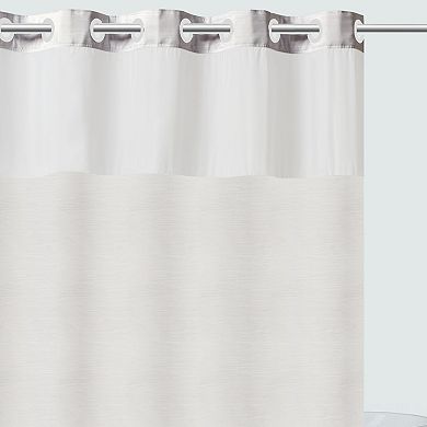 Hookless White Frost Jacquard Shower Curtain & Liner