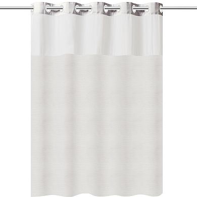 Hookless White Frost Jacquard Shower Curtain & Liner