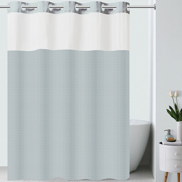 Hookless Chevron Shower Curtain Liner, Gray Chevron Shower Curtain
