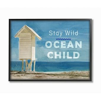 Stupell Home Decor Stay Wild Ocean Child Black Framed Wall Art