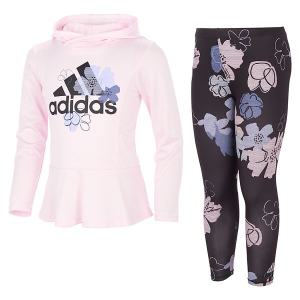 Toddler Girl adidas Hooded Top & Printed Leggings Set