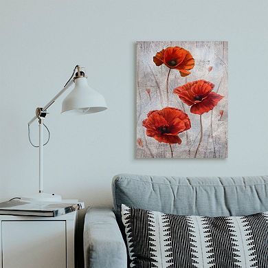 Stupell Home Decor Blooming Red Florals Over Distressed Design Canvas Wall Art