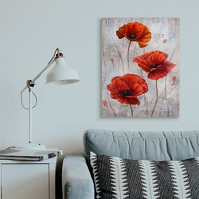 Stupell Home Decor Blooming Red Florals Over Distressed Design Canvas Wall Art