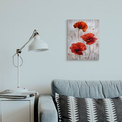 Stupell Home Decor Blooming Red Florals Over Distressed Design Canvas Wall Art
