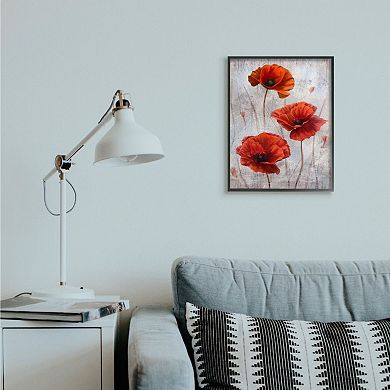 Stupell Home Decor Blooming Red Florals Over Distressed Design Framed Wall Art