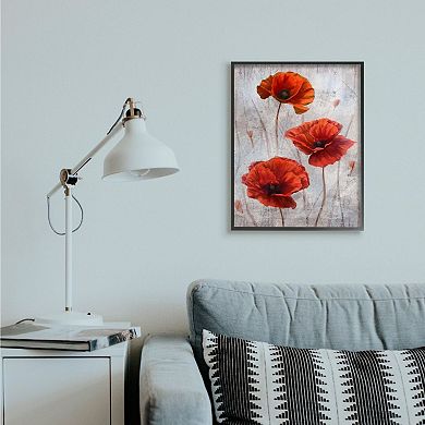 Stupell Home Decor Blooming Red Florals Over Distressed Design Framed Wall Art