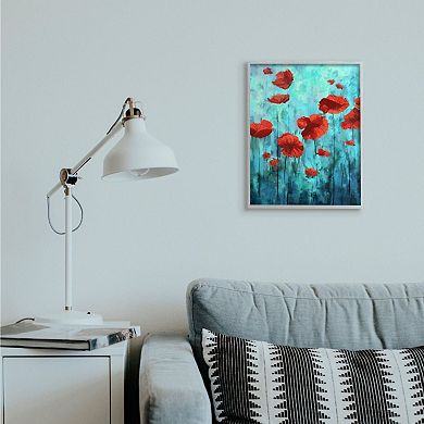 Stupell Home Decor Red Poppies Growing in Blue Sky Floral Design Framed Wall Art