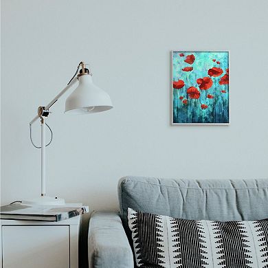 Stupell Home Decor Red Poppies Growing in Blue Sky Floral Design Framed Wall Art
