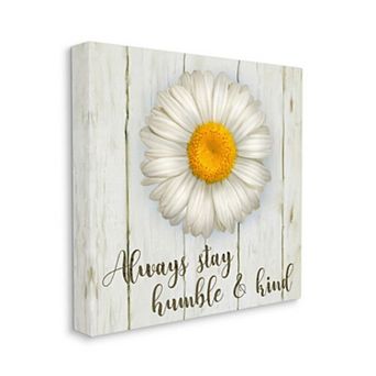 Stupell Home Decor Always Stay Humble & Kind Phrase with Daisy Canvas Wall Art