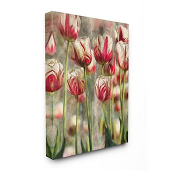 Stupell Home Decor Spring Tulips in Flower Field Pink White Canvas Wall Art
