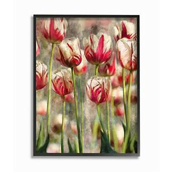 Stupell Home Decor Spring Tulips in Flower Field Pink White Framed Framed Wall Art
