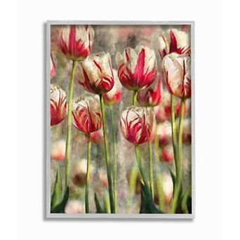Stupell Home Decor Spring Tulips in Flower Field Pink White Framed Framed Wall Art