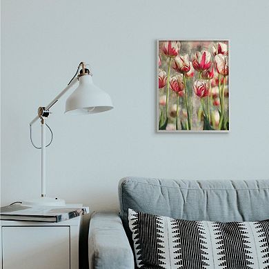 Stupell Home Decor Spring Tulips in Flower Field Pink White Framed Framed Wall Art