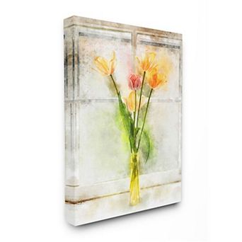 Stupell Home Decor Countryside Tulip Bouquet on Window Sill Canvas Wall Art