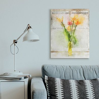 Stupell Home Decor Countryside Tulip Bouquet on Window Sill Canvas Wall Art