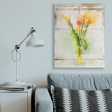 Stupell Home Decor Countryside Tulip Bouquet on Window Sill Canvas Wall Art
