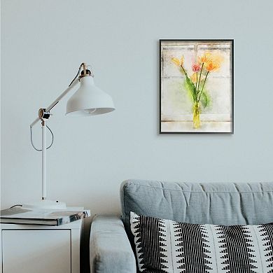 Stupell Home Decor Countryside Tulip Bouquet on Window Sill Framed Wall Art