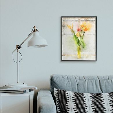 Stupell Home Decor Countryside Tulip Bouquet on Window Sill Framed Wall Art
