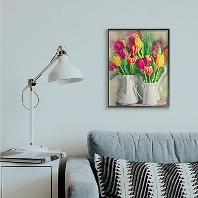 Stupell Home Decor Colorful Tulip Assortments in Farm Pitchers Framed Wall Art